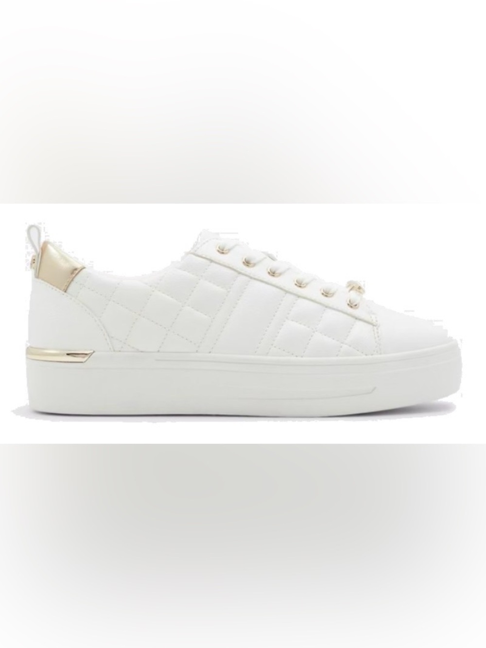 Aldo Meadow White Quilted Platform Women's Sneaker Size 7.5